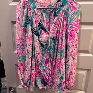 Lilly Pulitzer Pink and Teal Floral Top